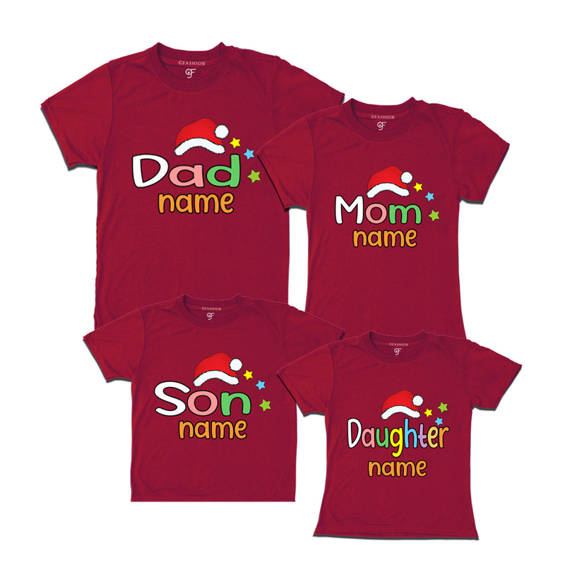 santa cap design tshirts with relationshio and name customize