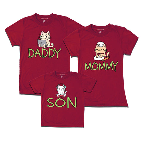 Cute Cats Print Family T-shirts