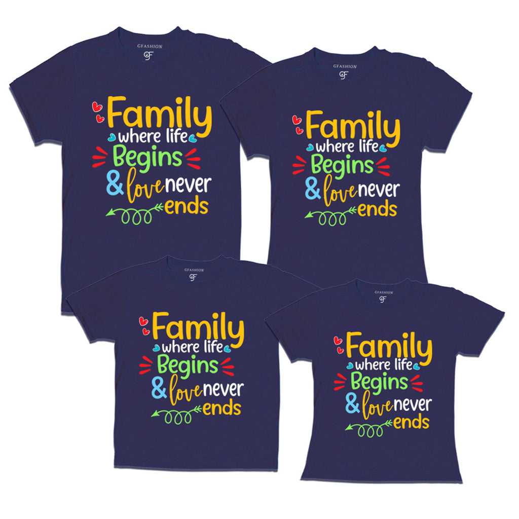 family love never ends family tshirts