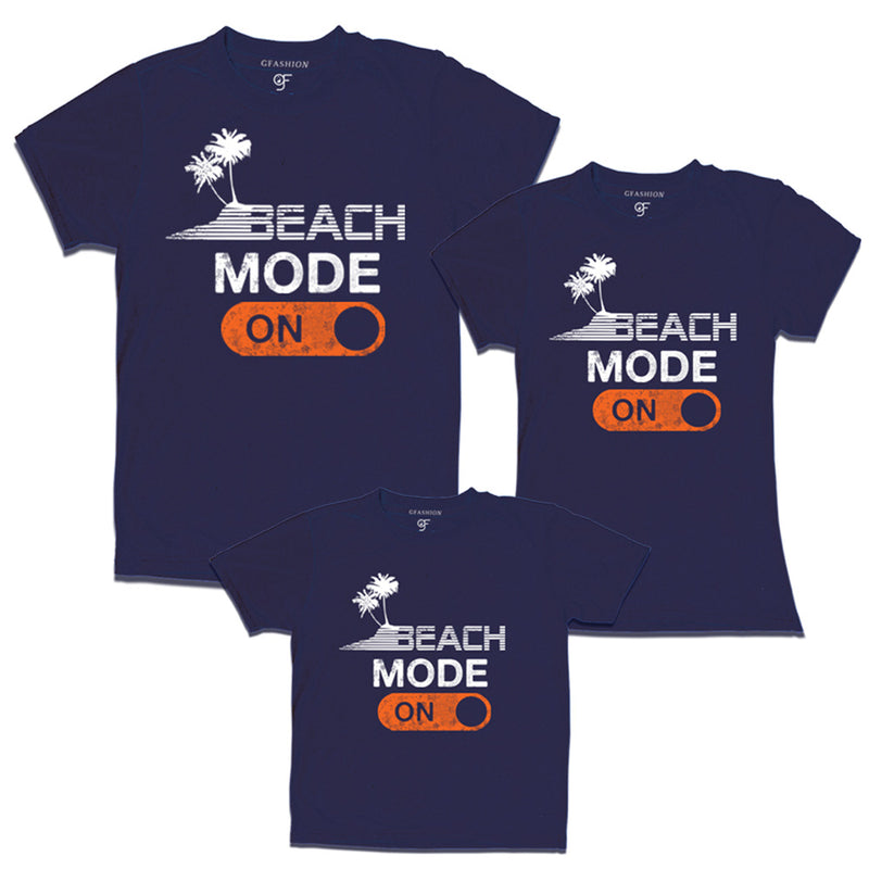 beach mode on matching family t-shirt for set of dad mom and kid