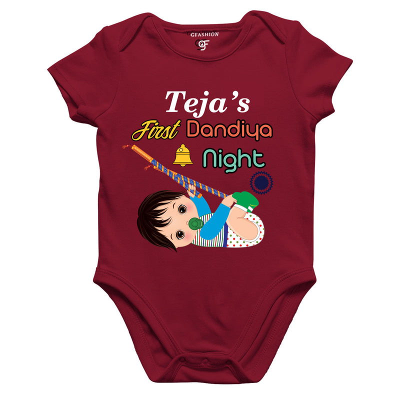 First Dandiya Night Baby Rompers Onesie Bodysuit with name