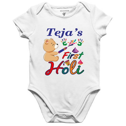 First Holi Onesie-romper-body suit with name