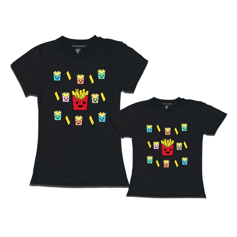 french fries t shirts for Mom and Daughter in Black Color available @ gfashion.jpg