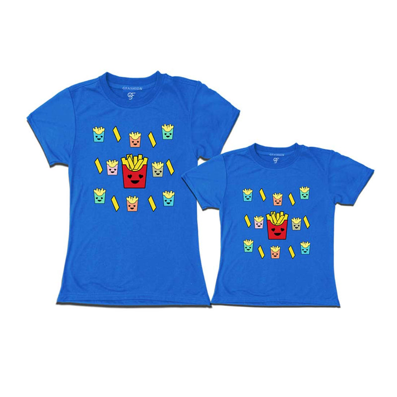 french fries t shirts for Mom and Daughter in Blue Color available @ gfashion.jpg