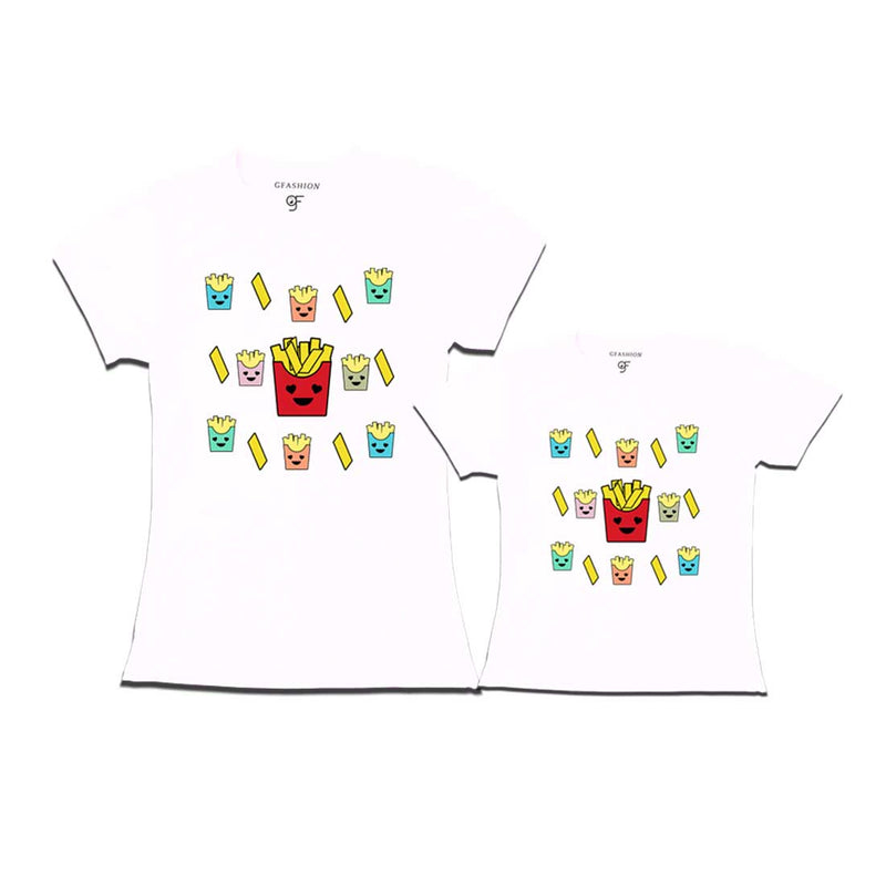 french fries t shirts for Mom and Daughter in White Color available @ gfashion.jpg