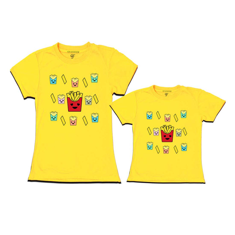 french fries t shirts for Mom and Daughter in Yellow Color available @ gfashion.jpg