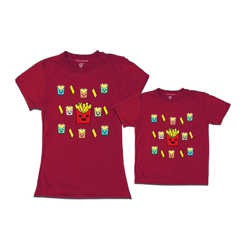 french fries t shirts for Mom and Son in Maroon Color available @ gfashion.jpg