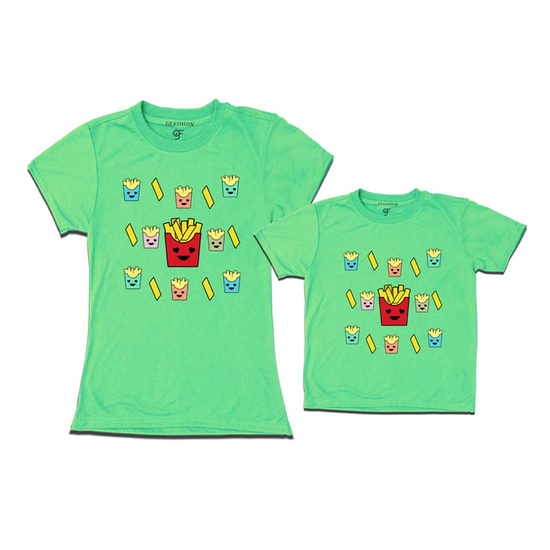 french fries t shirts for Mom and Son in Pista Green Color available @ gfashion.jpg