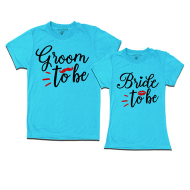 gfashion groom to be bride to be t shirts-sky blue