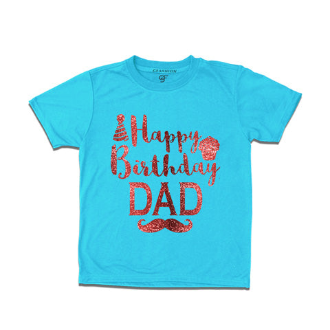 happy birthday dad from son-daughter t shirts-skyblue