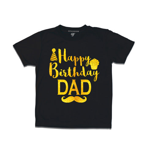 happy birthday dad from son-daughter t shirts-black