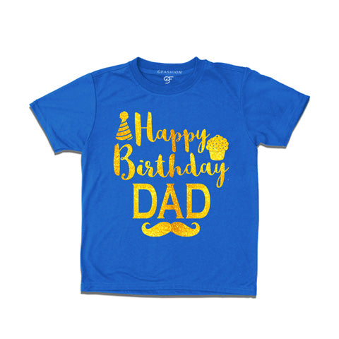happy birthday dad from son-daughter t shirts-blue