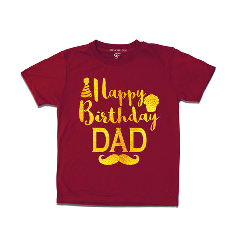 happy birthday dad from son-daughter t shirts-maroon