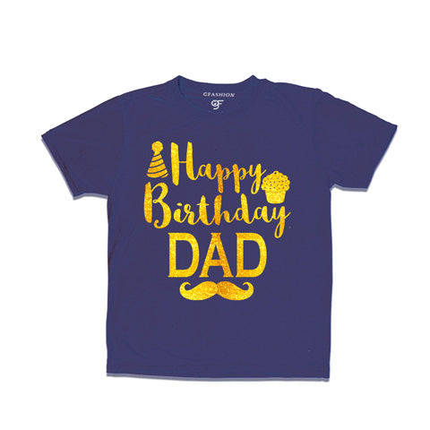happy birthday dad from son-daughter t shirts-navy