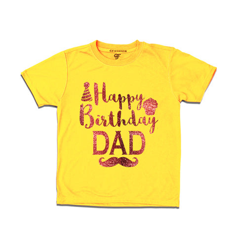 happy birthday dad from son-daughter t shirts-yellow