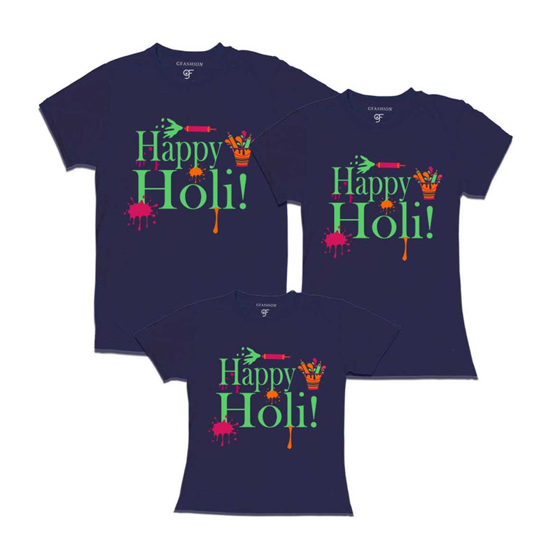 Happy Holi T-shirts For Dad Mom Daughter