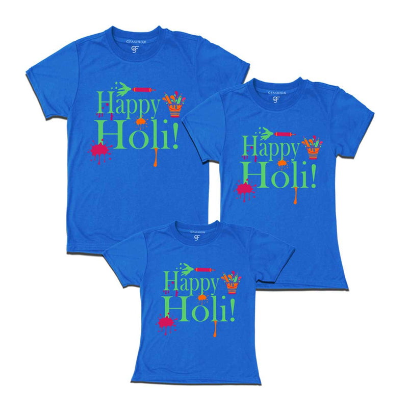Happy Holi T-shirts For Dad Mom Daughter