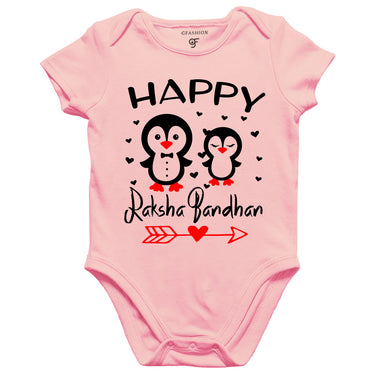 Happy Raksha Bandhan Baby Onesie-Romper-Bodysuit with cute Penquin print