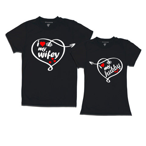 Hubby Wifey T-shirts - Couple tee shirts-gfashion-black