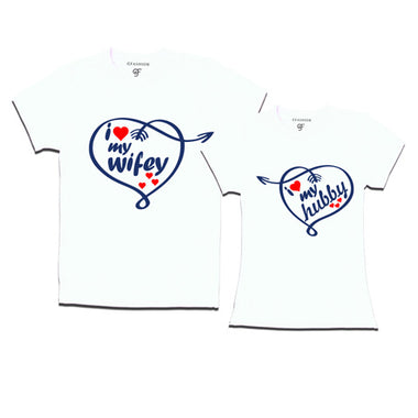 Hubby Wifey T-shirts - Couple tee shirts-gfashion-white