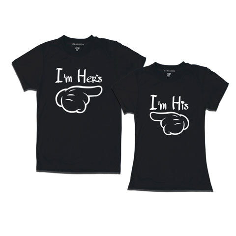 i'm hers i'm his couple t-shirts-blac
