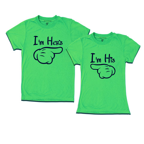 i'm hers i'm his couple t-shirts-pistagreen