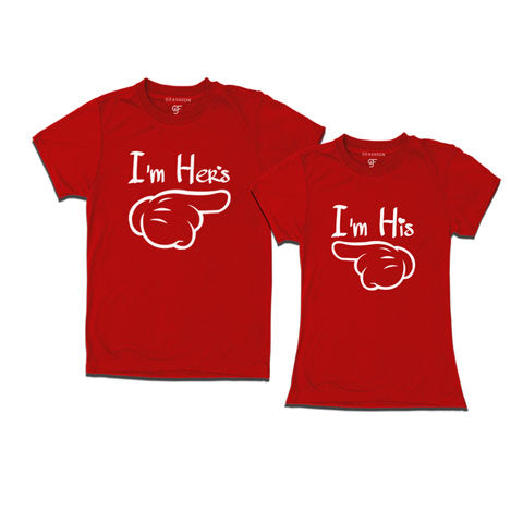 i'm hers i'm his couple t-shirts-red