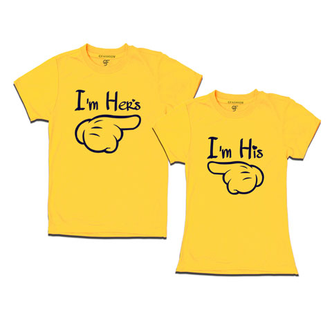 i'm hers i'm his couple t-shirts-yellow
