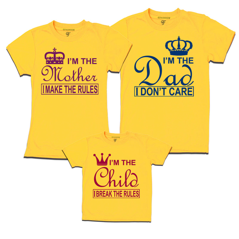 Mother rules tees dad mom and daughter