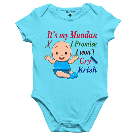 It's my mundan i promise i won't cry rompers funny baby rompers onesie bodysuit for mundan ceremony @ gfashion india