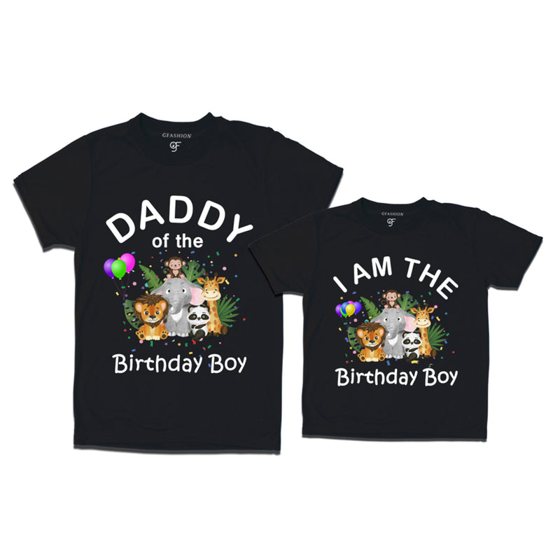Jungle-Animal Birthday Theme T-shirts for Dad and Son