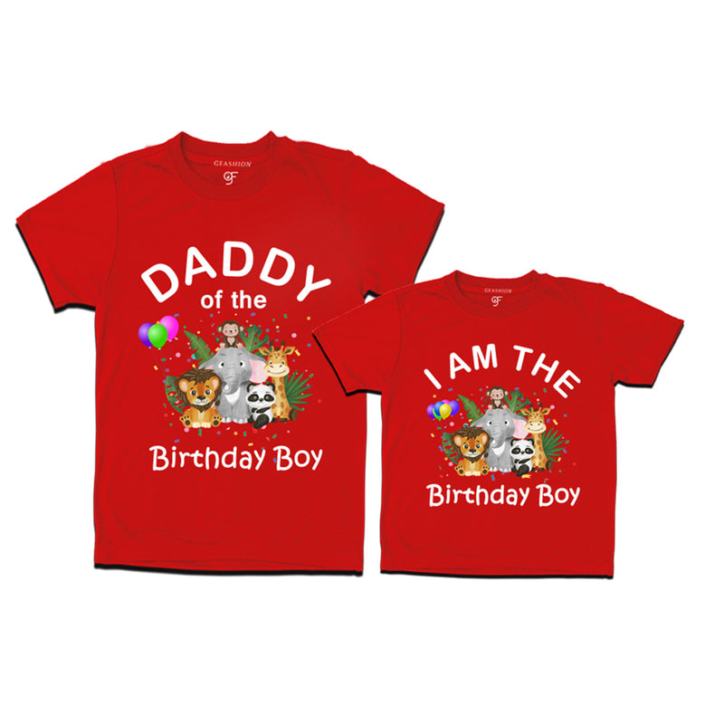 Jungle-Animal Birthday Theme T-shirts for Dad and Son
