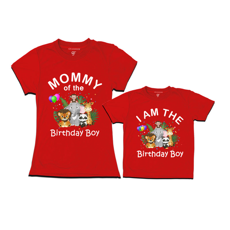 Jungle-Animal Birthday Theme T-shirts for Mom and Son