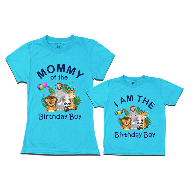 Jungle-Animal Birthday Theme T-shirts for Mom and Son