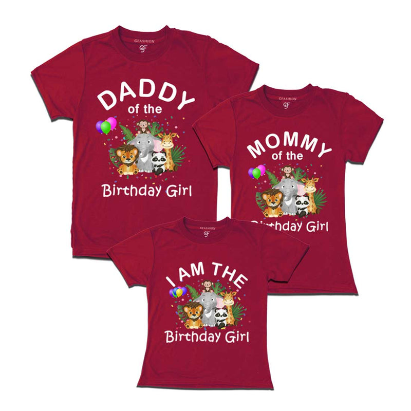 Jungle-Animal Birthday Theme T-shirts for Dad Mom and Daughter