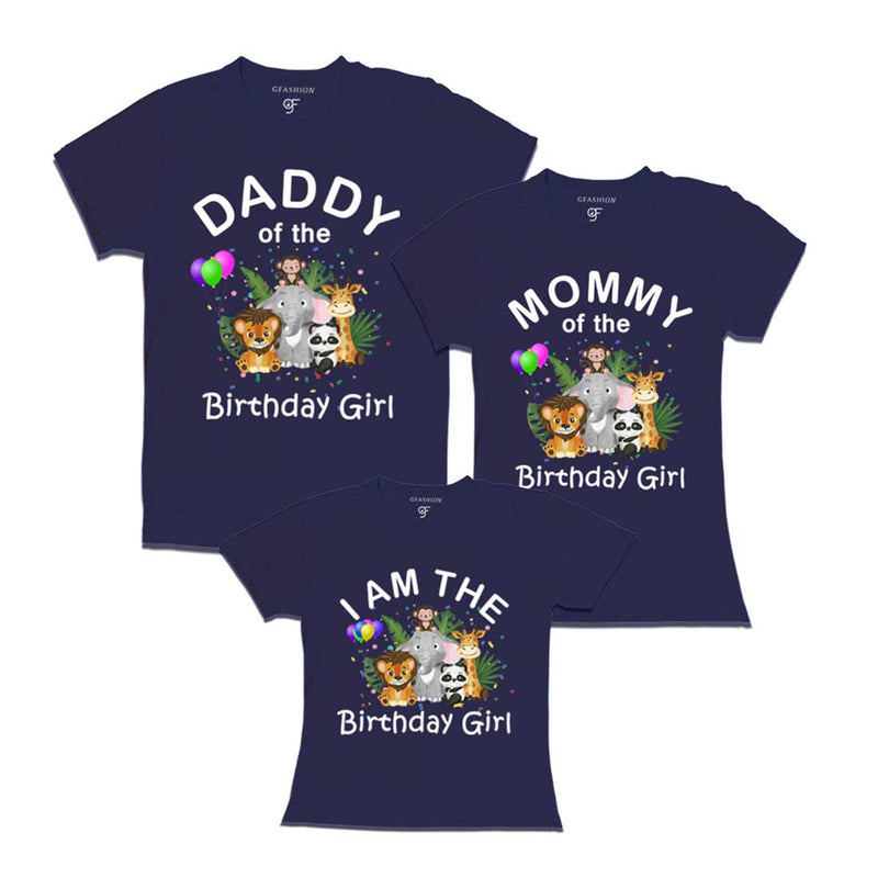 Jungle-Animal Birthday Theme T-shirts for Dad Mom and Daughter