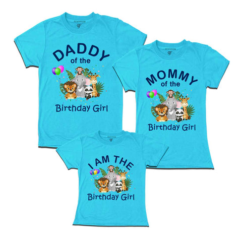 Jungle-Animal Birthday Theme T-shirts for Dad Mom and Daughter