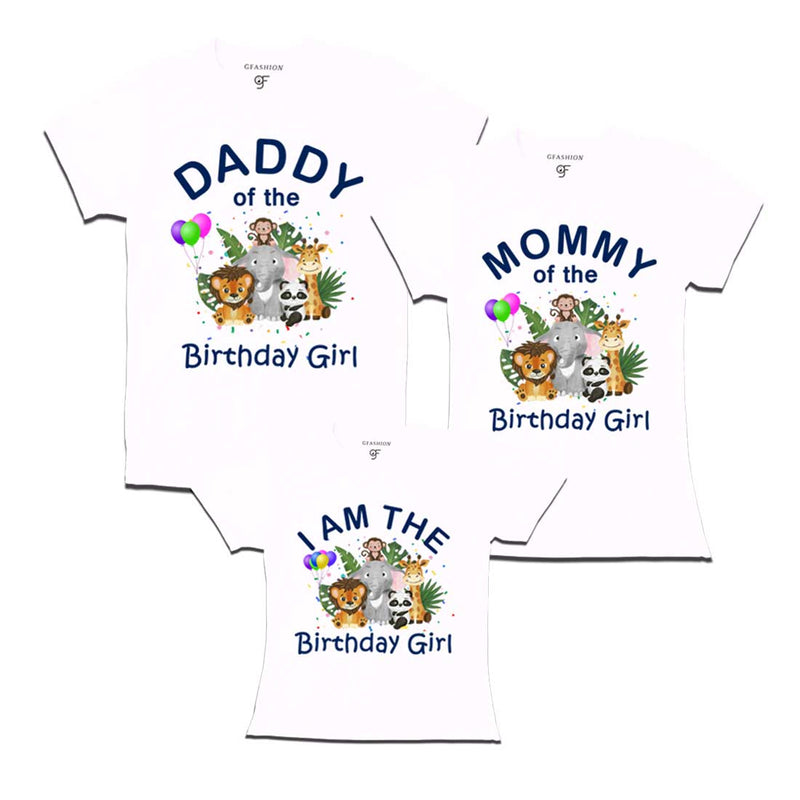 Jungle-Animal Birthday Theme T-shirts for Dad Mom and Daughter