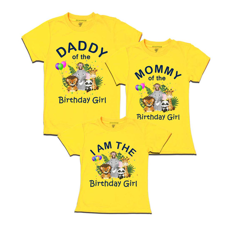 Jungle-Animal Birthday Theme T-shirts for Dad Mom and Daughter