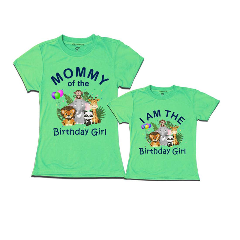 Jungle-Animal Birthday Theme T-shirts for Mom and Daughter