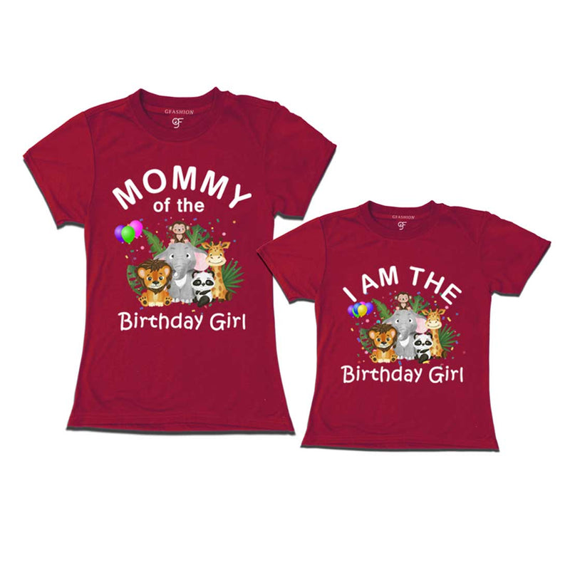 Jungle-Animal Birthday Theme T-shirts for Mom and Daughter