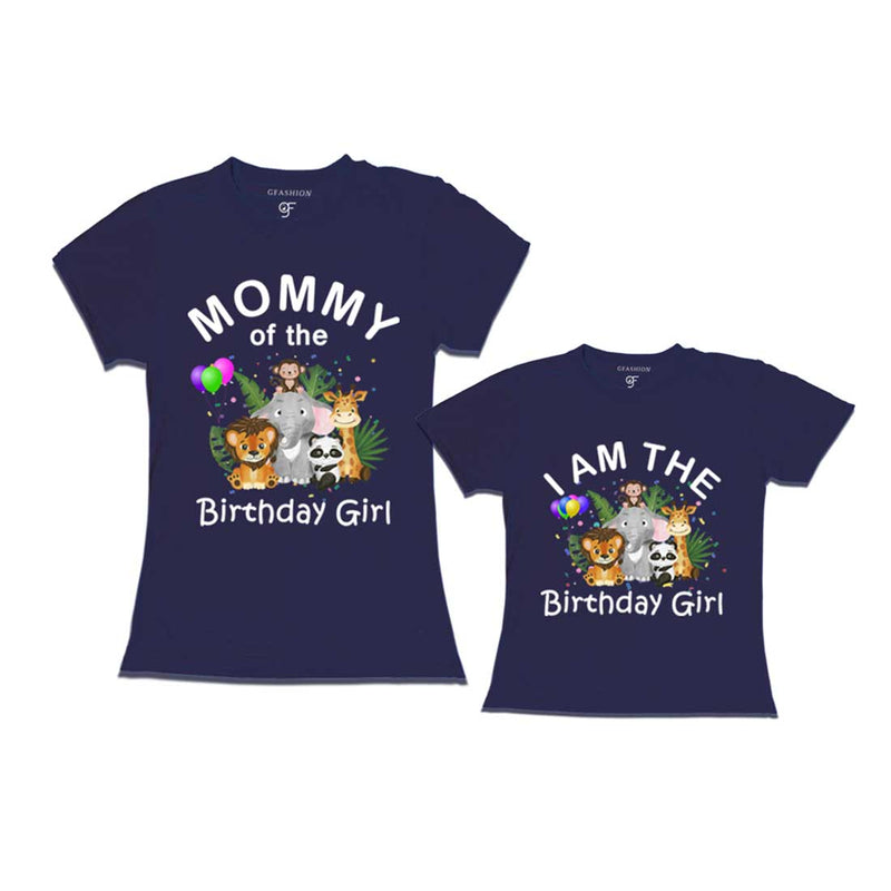Jungle-Animal Birthday Theme T-shirts for Mom and Daughter