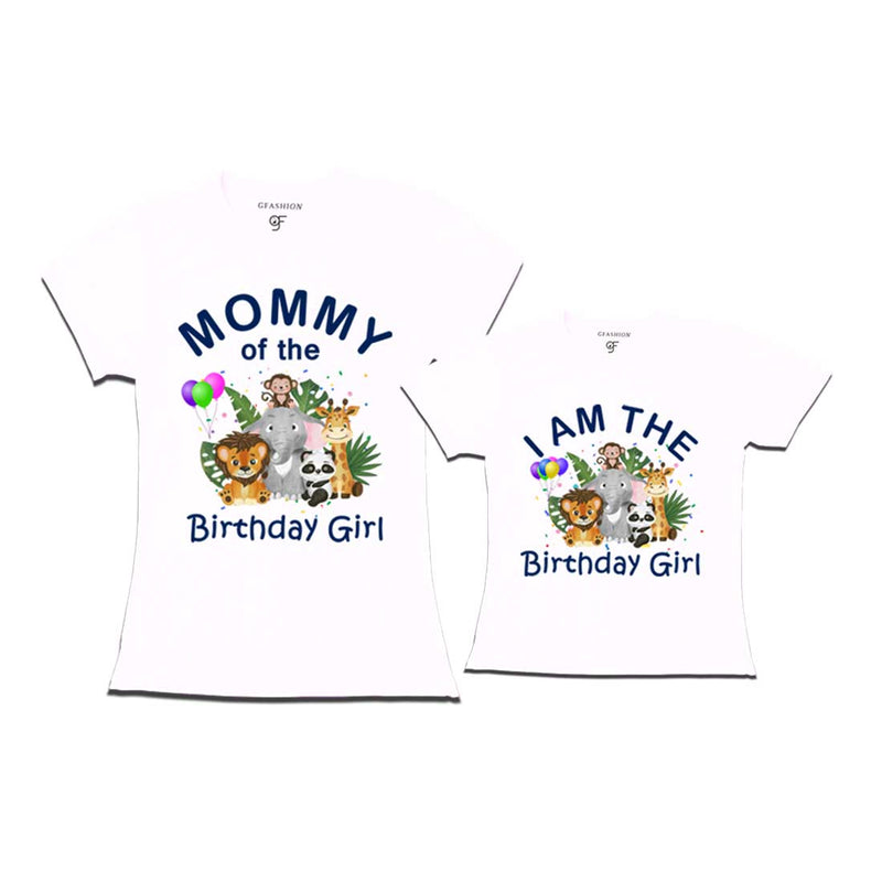 Jungle-Animal Birthday Theme T-shirts for Mom and Daughter