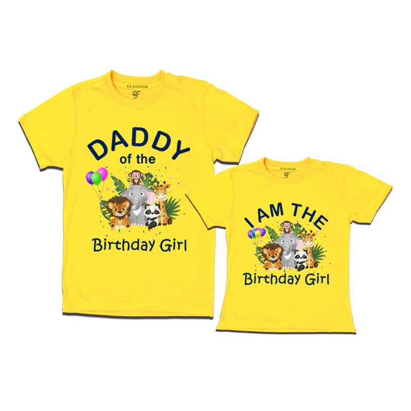 Jungle-Animal Birthday Theme T-shirts for Dad and Daughter