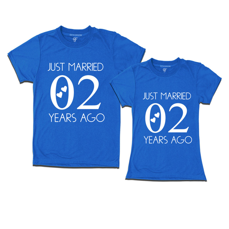 2nd anniversary t shirts-just married 2years ago-couple t shirts-blue