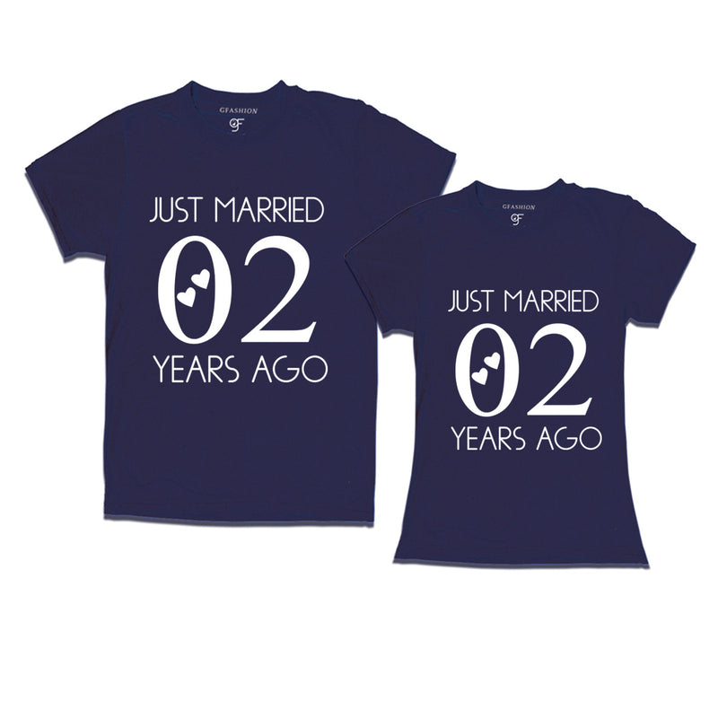 2nd anniversary t shirts-just married 2years ago-couple t shirts-navy
