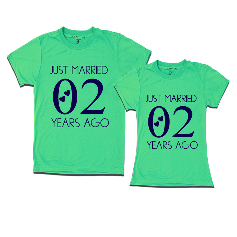 2nd anniversary t shirts-just married 2years ago-couple t shirts-pistagreen