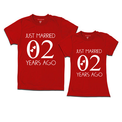 2nd anniversary t shirts-just married 2years ago-couple t shirts-Red