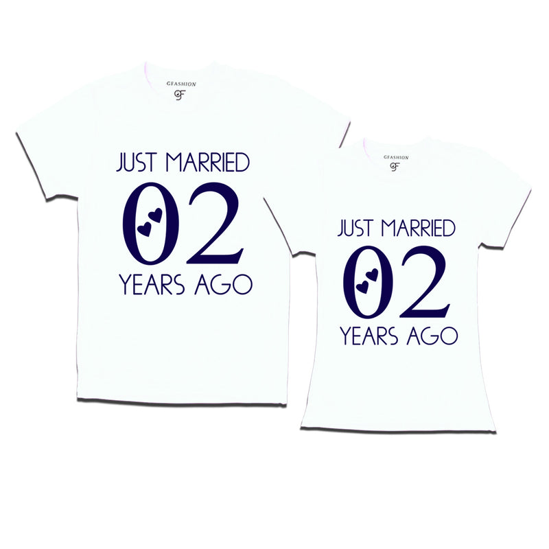 2nd anniversary t shirts-just married 2years ago-couple t shirts-White