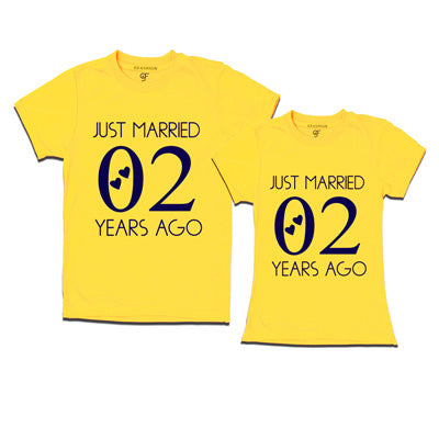 2nd anniversary t shirts-just married 2years ago-couple t shirts-Yellow